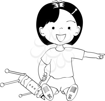 Royalty Free Clipart Image of a Little Girl Laughing