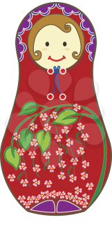 Royalty Free Clipart Image of a Red Matryoshka Doll