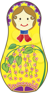 Royalty Free Clipart Image of a Yellow Matryoshkas Doll