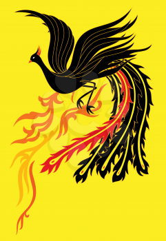 Royalty Free Clipart Image of a Black Phoenix