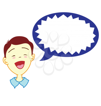 Royalty Free Clipart Image of a Boy with a Talking Balloon