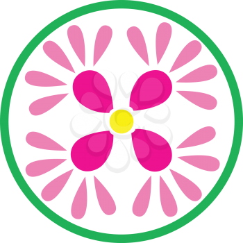 Royalty Free Clipart Image of a Flower in a Circle