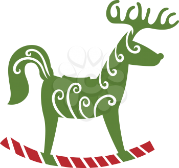 Royalty Free Clipart Image of a Reindeer Rocking Horse