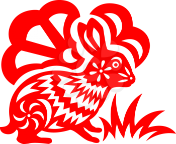 Royalty Free Clipart Image of an Oriental Rabbit