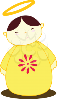 Royalty Free Clipart Image of an Angel With a Flower on Its Robe