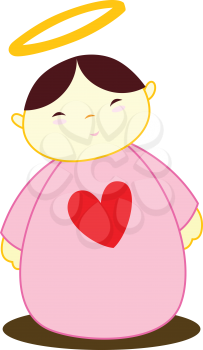Royalty Free Clipart Image of an Angel With a Heart on Its Robe