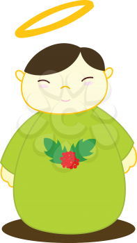 Royalty Free Clipart Image of an Angel With Holly on Its Clothing