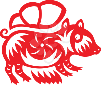 Royalty Free Clipart Image of a Red Pig