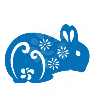 Royalty Free Clipart Image of a Blue Rabbit