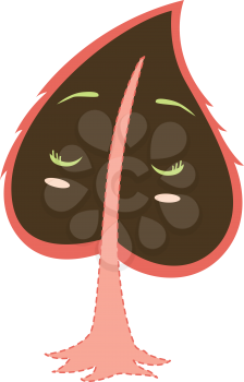 Royalty Free Clipart Image of a Tree Leaf With Its Eyes Closed