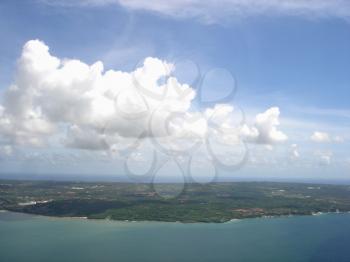 Royalty Free Photo of an Aerial View of Clouds and Land