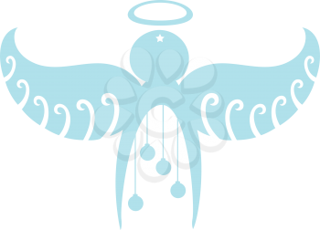 Royalty Free Clipart Image of an Angel With Tree Ornaments