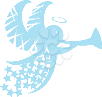 Royalty Free Clipart Image of an Angel With a Trumpet