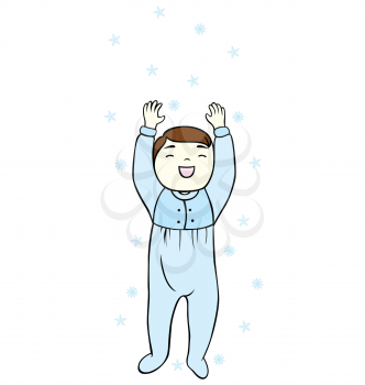 Royalty Free Clipart Image of a Baby Boy Reaching Up