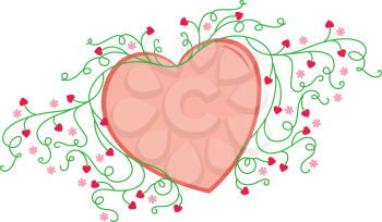 Royalty Free Clipart Image of a Heart With a Floral Decoration