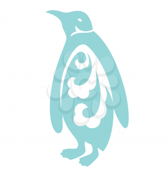 Royalty Free Clipart Image of a Penguin With a Flourish
