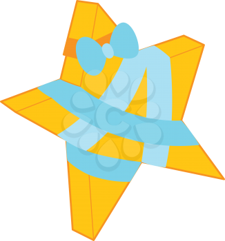 Royalty Free Clipart Image of a Star Wrapped in a Ribbon and Bow