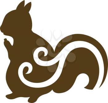 Royalty Free Clipart Image of a Squirrel With a Flourish