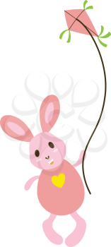 Royalty Free Clipart Image of a Rabbit With a Kite