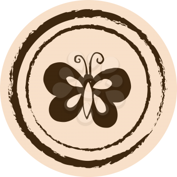 Royalty Free Clipart Image of a Butterfly on a Circle