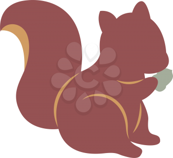 Royalty Free Clipart Image of a Squirrel Eating an Acorn