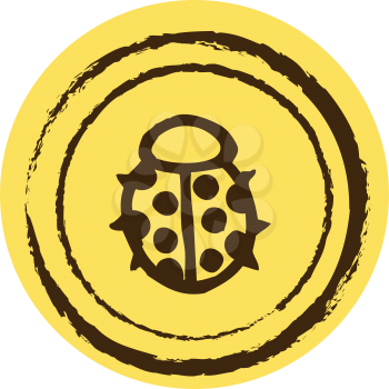 Royalty Free Clipart Image of a Ladybug on a Yellow Circle