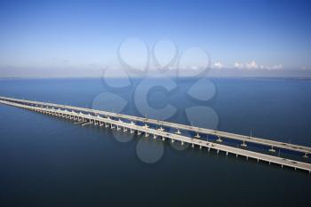 Royalty Free Photo of Interstate 275 over Howard Aerial of Frankland Bridge over Old Tampa Bay, Florida