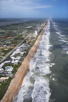 Royalty Free Photo of an Aerial view of Ormond Beach, Florida With Oceanfront Buildings