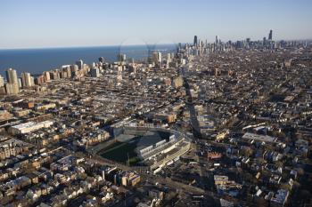 Royalty Free Photo of an Aerial View of Wrigley Field in Chicago, Illinois