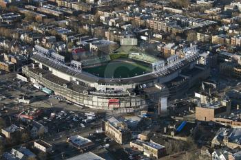 Royalty Free Photo of an Aerial View of Wrigley Field in Chicago, Illinois