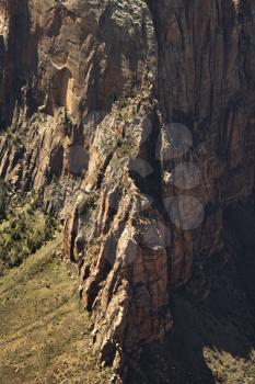 Royalty Free Photo of a Steep Rock Cliff Wall in Zion National Park, Utah, USA