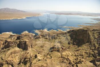 Royalty Free Photo of an Aerial of Lake Mead Landscape in Nevada, USA