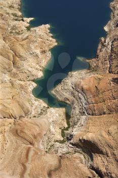 Royalty Free Photo of an Aerial of Lake Mead Shoreline in Nevada, USA