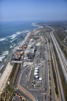 Royalty Free Photo of an Aerial of a Nuclear Power Plant on California Coast, USA