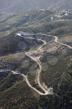 Royalty Free Photo of an Aerial of a Winding Road in California, USA