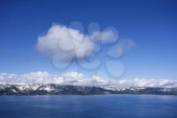 Royalty Free Photo of an Aerial Landscape Lake and Mountains at Lake Tahoe, Nevada, USA