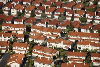 Royalty Free Photo of an Aerial of suburban community, USA