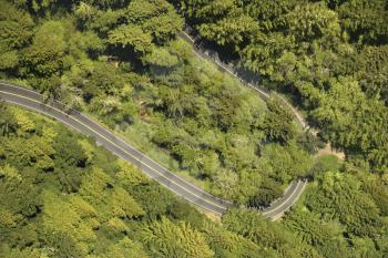 Royalty Free Photo of an Aerial of a Winding Highway in California, USA
