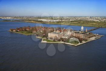 Royalty Free Photo of an Aerial View of Ellis Island, New York City