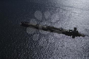Royalty Free Photo of an Aerial View of a Tanker Ship