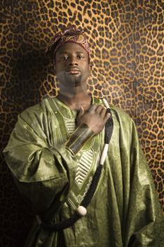 Royalty Free Photo of a Man Wearing Traditional African Clothing