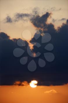 Royalty Free Photo of the Sky at Sunset With Clouds in Maui, Hawaii, USA