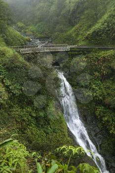 Royalty Free Photo of a Waterfall on the Road to Hana, Hana Highway, Maui, Hawaii, USA