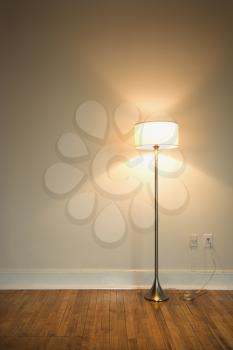 Royalty Free Photo of a Lamp on a Hardwood Floor