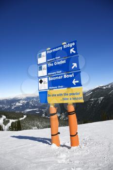 Royalty Free Photo of Ski Resort Trail Direction Signs
