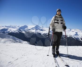 Royalty Free Photo of an Older Man Skiing 