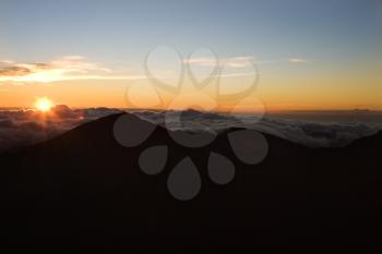 Royalty Free Photo of a Shot of a Sunrise in Haleakala National Park in Maui, Hawaii