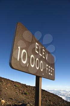 Royalty Free Photo of an Elevation Sign in Haleakala National Park in Maui, Hawaii