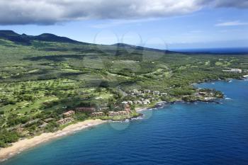 Royalty Free Photo of an Aerial of Maui Coastline
