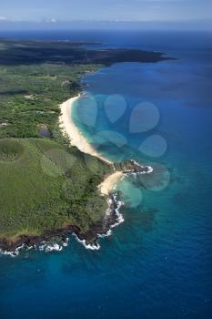Royalty Free Photo of an Aerial of Maui, Hawaii Beach and Pacific Ocean